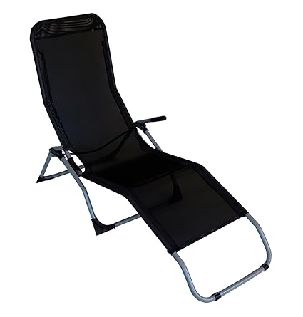 DEGAMO Kippliege Sylt, Stahl grau + Textilgewebe schwarz,klappbar, für Innen + Außen (1)