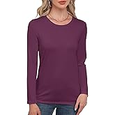 Smile Fish Women Crewneck Loose Fit Shirt Long Sleeve Casual T Shirts Basic Top Tees