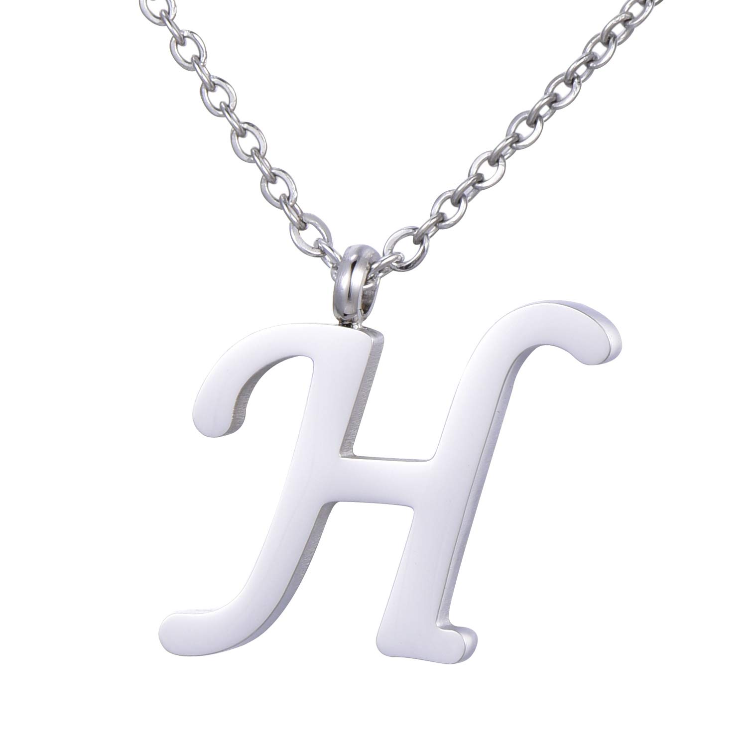 Morella Women's Stainless Steel Necklace Silver with Pendant Letter H