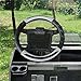 World 9.99 Mall Golf Cart Steering Wheel Cover for Club Car, Pu Leather Microfiber Anti Slip Steering Wheel Cover(Black Grey)