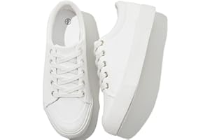 Witwatia Canvas Sneakers for Women Low Top Canvas Shoes Ladies Lace-Up Fashion Sneakers White Tennis Shoes Comfort Casual Walking Shoes for Girls
