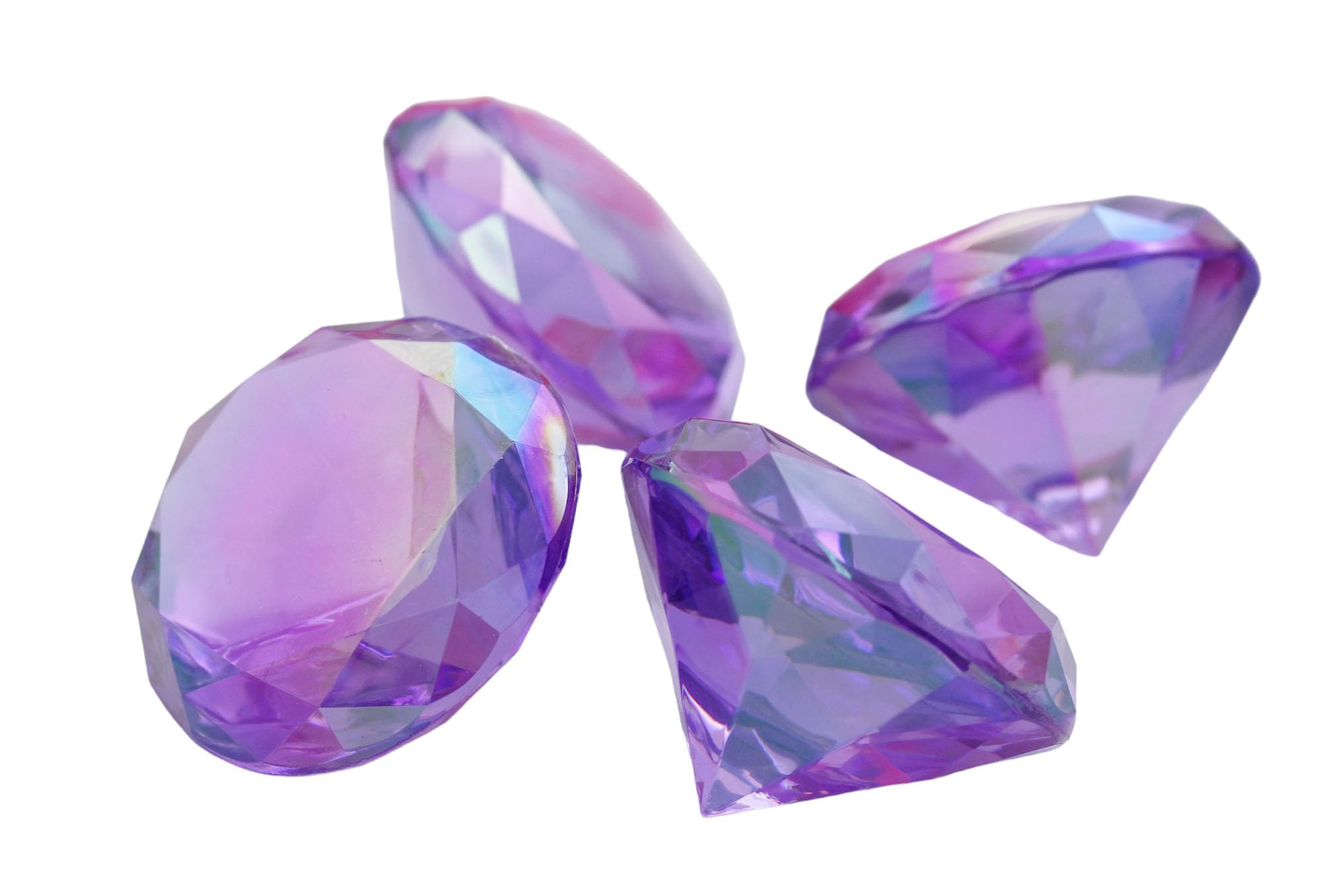Allstarco 4PCS 60mm Purple Lilac AB Extra Large Acrylic Diamond Confetti AB Coating for Table Scatter Wedding Decorations Vase Fillers Individually Wrapped