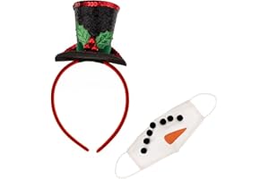 Madison Tyler Christmas Face Mask Headwear Set | Cute Glitter Magic Hat Headband with Jingle Bells