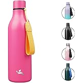 Insulated Water Bottle with Strap,25 oz Double Wall Stainless Steel Vacuum Bottles Metal Water Flask,Pink