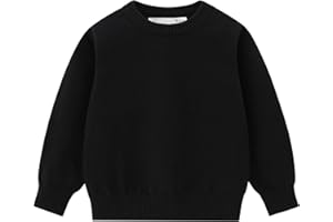 AIWUHE Toddler Sweater Boys Girls Cotton Light Sweaters Knit Pullover Sweatshirt Long Sleeve Crew Neck Solid Casual Tops 1-6Y