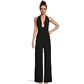Norma Kamali womens Cross Halter Straight Leg Jumpsuit