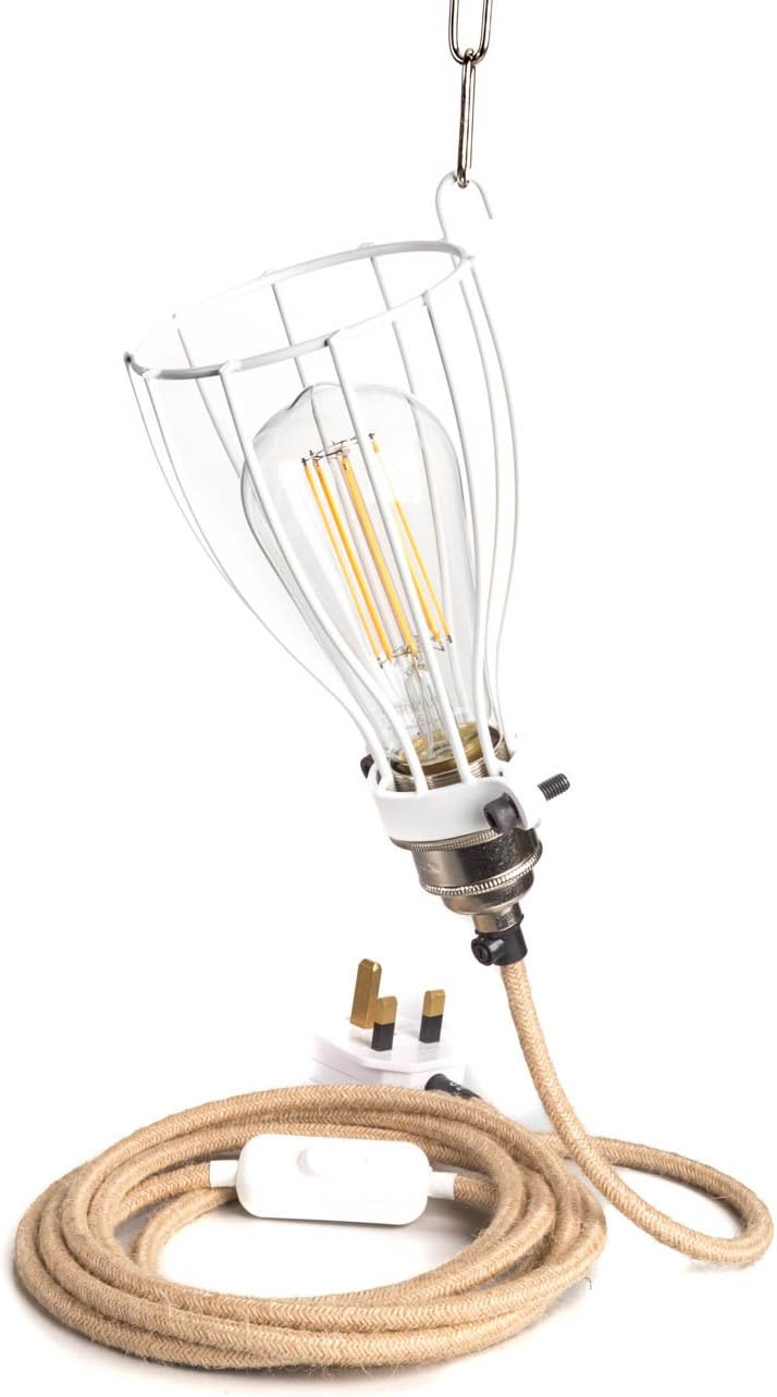 White Inspection Lamp | Hessian | LED Pear