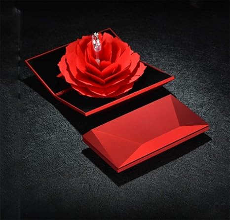 Amazoncom Gfpr Ring Box Rotating Lifting Rose Ring Box