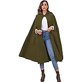 Gihuo Cape Poncho Women's Hooded Maxi Cloak Coat Winter Warm Long Cloak Cosplay Costumes Outerwear