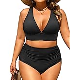 Daci Plus Size High Waisted Bikini - Two Piece Swimsuit Tummy Control Bathing Suit Sexy V Neck Swimwear 2025
