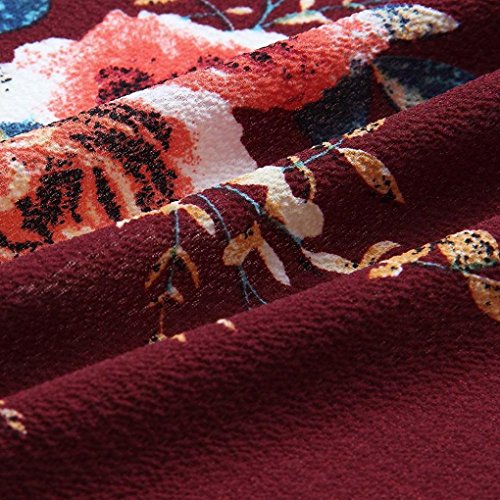 Matoen® Women Lace Floral Open Cape Casual Coat Loose Chiffon Blouse Kimono Jacket Cardigan (Wine Red, L) - Thumbnail 5