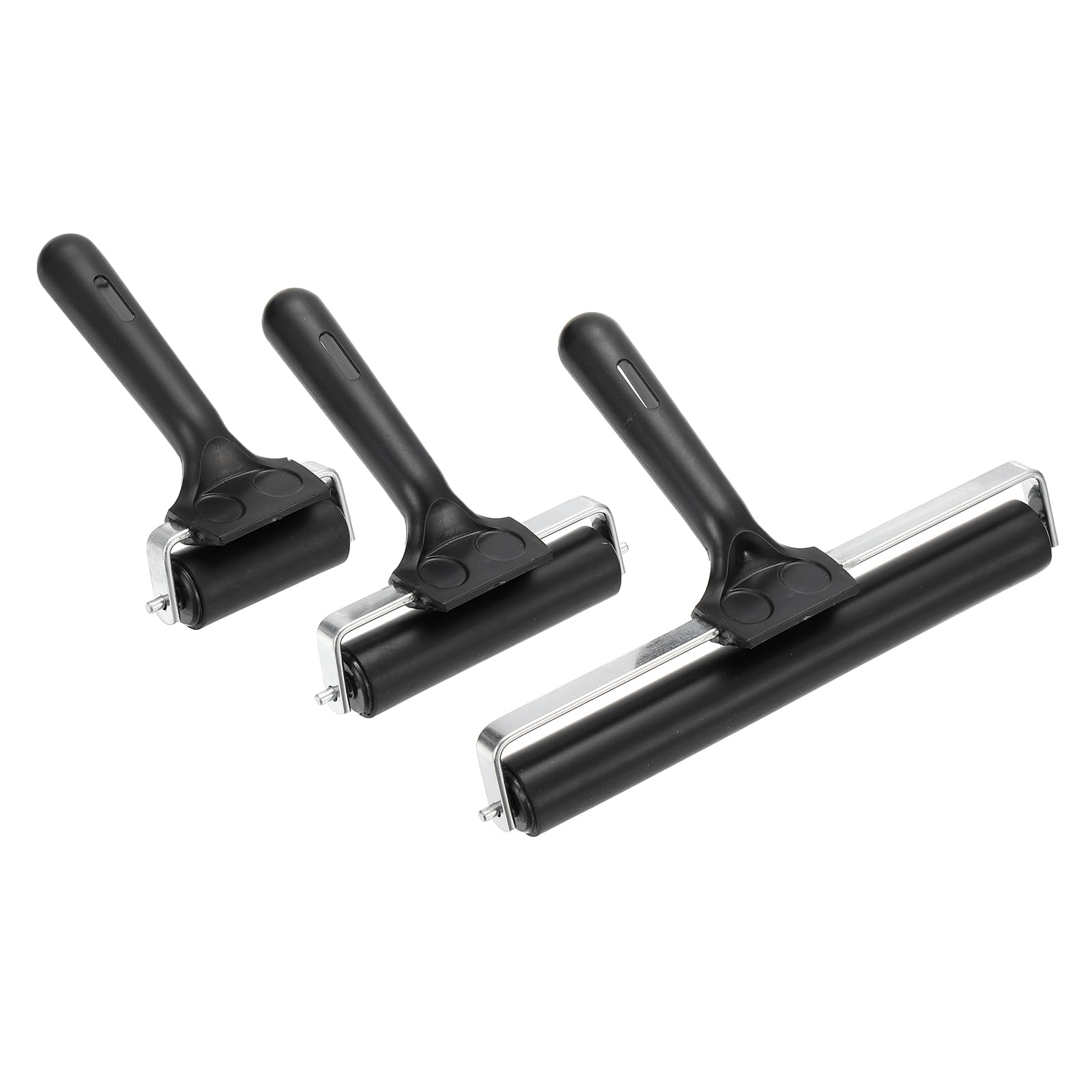 PATIKIL 2.4" 6" 8" Rubber Roller Brayer Set, Anti Skid Hard Rubber Roller Tools for Wallpaper Art Craft Printing Printmaking Ink Stamping Tape Construction