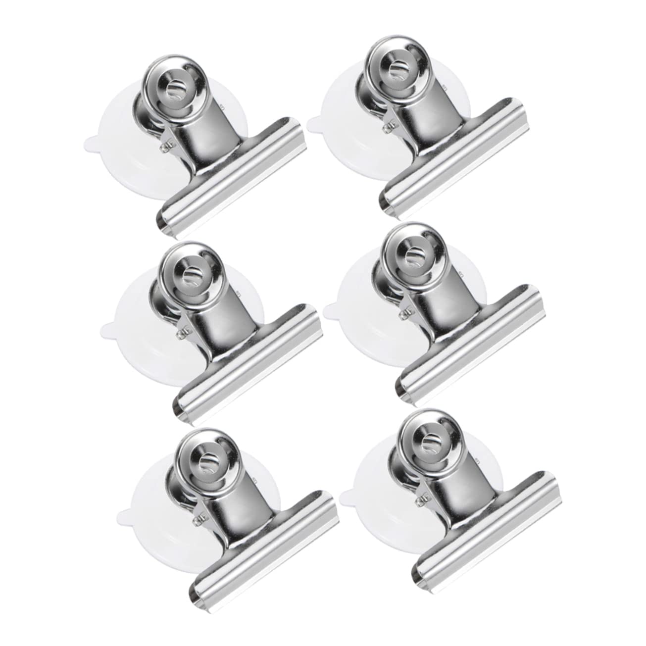 KOMBIUDA 6 Pcs Suction Cup Clips with Stainless Steel Clamps for Hanging Home and Bathroom Accessories Easy to Use Window Sign Holders