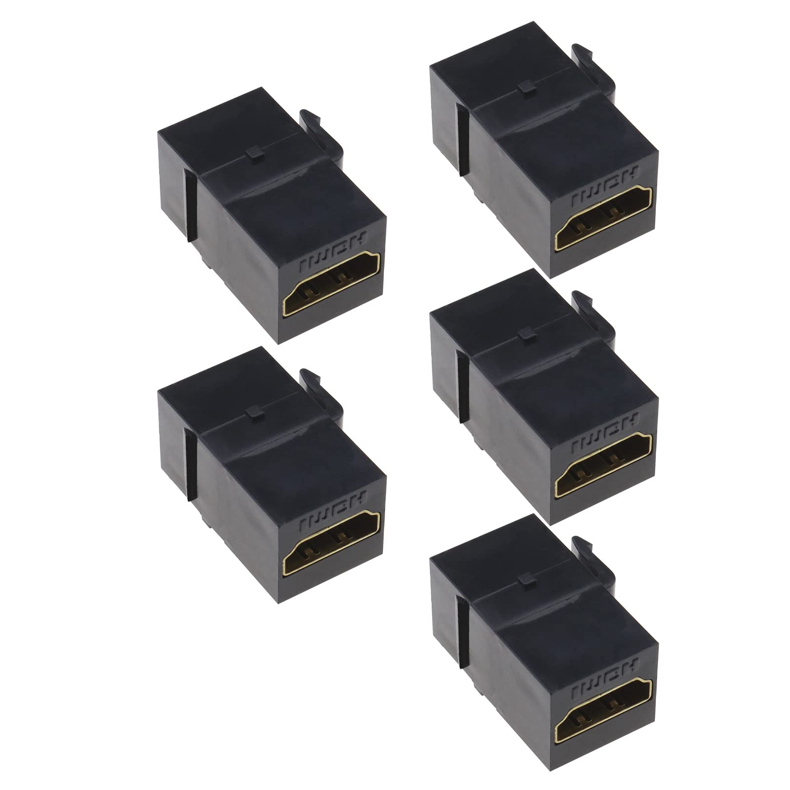 ECSiNG 5PCS HDMI Keystone Coupler Female to Female Jack Insert 3D 4K Coupler Adapter for Blu-Ray Player Streaming Video Player HDTV Projector Computer Black