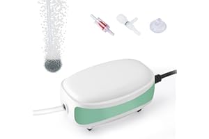 FEDOUR Aquarium Air Pump,1 Outlet Whisper Adjustable Fish Tank Aerator, Quiet Oxygen Pump with Accessories