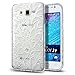 Galaxy J7 Case,NSSTAR Scratch-Proof Ultra Thin Crystal Clear Rubber Gel Transparent TPU Soft Silicone Bumper Case with Shockproof Protective Case for Samsung Galaxy J7 SM-J700 (2015),White Lace Flower