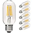 YFXRLIGHT Dimmable T45 LED Edison Bulb,2700K Warm White,6W Antique Tubular LED Filament Bulbs,60 Watt Equivalent E26 Base,550Lm,Pack of 6