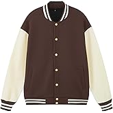 MAVQX Men's Fashion Varsity Jacket Causal Cotton Blend Letterman Baseball Bomber Jackets