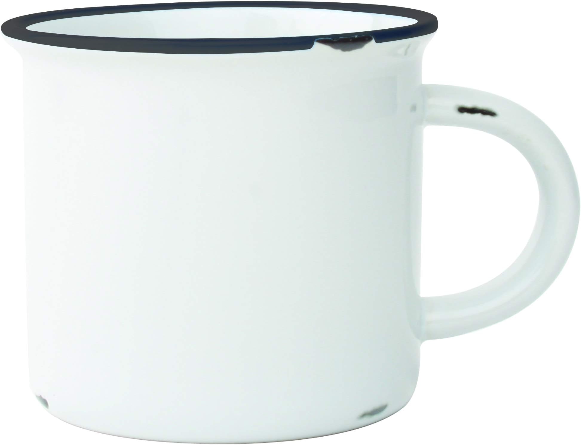 Canvas Home Tinware Mug with Slate Rim, White- Pack of 4