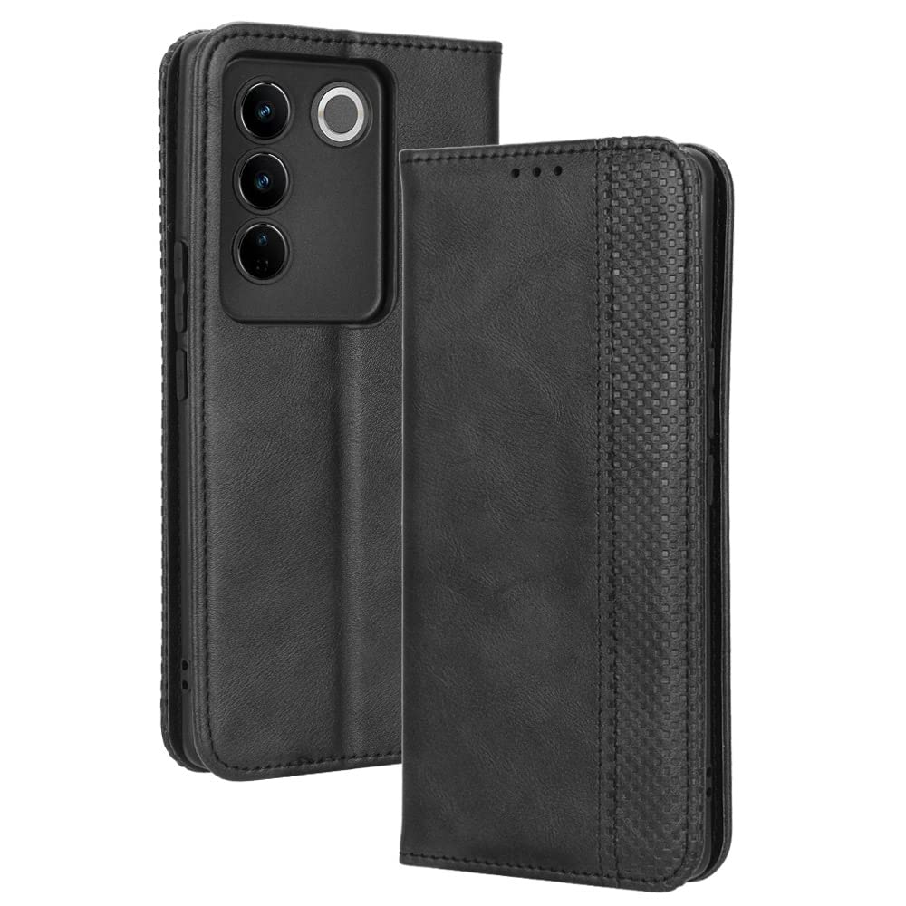 Vivo V27/V27 Pro Case [Wallet Case] [Kickstand] [Card Slots] [Magnetic Flip Cover] Compatible with Vivo V27/V27 Pro Smartphone(Black)