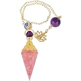Rockcloud Healing Crystal Point Pendulum for Divination | Hand Carved Facet Pendant Chakra Reiki Dowsing Balancing for Meditation, Crystal Grids Collection