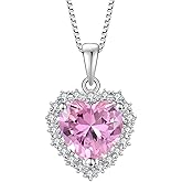 STARCHENIE Heart Birthstone Pendant Necklace 925 Sterling Silver Jewelry Gift for Women