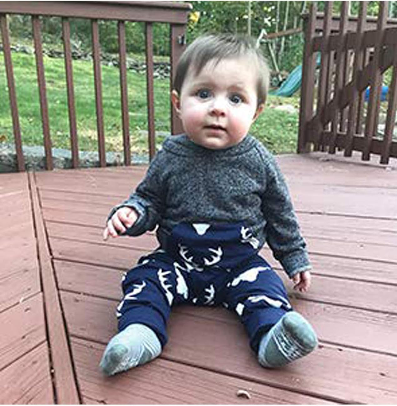 Toddler Infant Baby Boys Deer Long Sleeve Hoodie Tops Sweatsuit Pants Outfit Set: Clothing