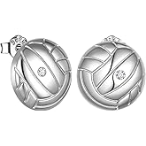Jewmon 925 Sterling Silver Hypoallergenic Sports Earrings for Women Soccer/Volleyball/Basketball/Baseball Earrings for Women Men Unisex Sport Jewelry Gift for Teenager Player Lover Daugher Son Friends