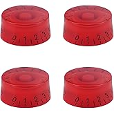 XIYANGJUAN 4pcs Red Guitar Knobs 6mm Volume Tone Speed Control Knob for Gibson Les Paul Style Electric Guitar Parts Replacement(Red-Black Word)