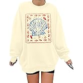 JINTING Seashell Sweatshirt for Women Bow Fleece Sweatshirt Oversized Y2K Pullover Aesthetic Preppy Long Sleeve Shirt