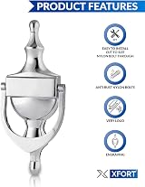 XFORT Polished Chrome Victorian Urn Door Knocker Elegant Front Door Furniture view 4