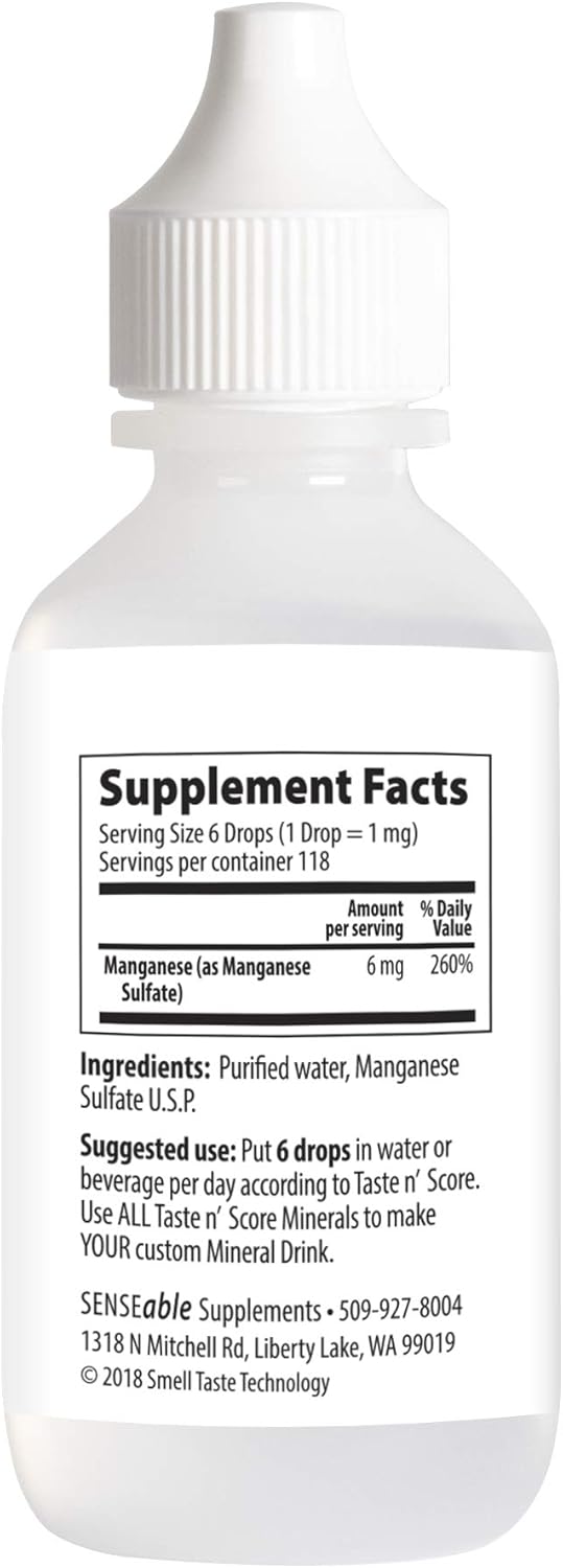 Taste N' Score Liquid Ionic Manganese Mineral Supplement; 100% Pure; 6 mg; 118 Servings: Health & Personal Care