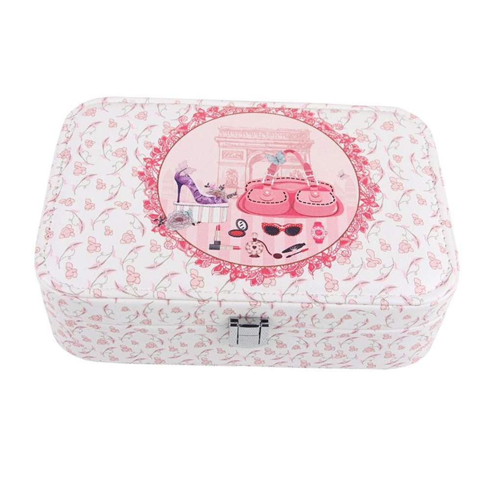 LKMY Exquisite Faux Leather Travel Jewellery Box, Jewelry Case Gift for Women Girls’ Rings Earrings Necklace with Mirror (Shoes)