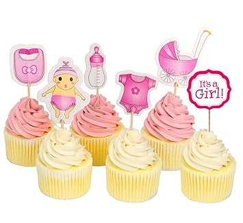 Baby Shower Cupcake Toppers For Girl It S A Girl Kids Party Cake