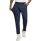 PJ PAUL JONES Men 4 Way Stretch Golf Pants Casual Slim Fit Cropped Tapered Dress Pants Lightweight Business Trousers