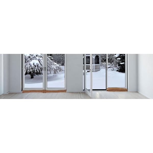 HOME DISTRICT FRENCH DOOR DRAFT STOPPER – WEIGHTED UNDER DOOR DRAFT BLOCKER, APARTMENT NOISE BLOCKER, WINDOW DRAFT DODGER, WINTER DOOR INSULATION STRIP – 60 INCHES LONG – LIGHT BROWN