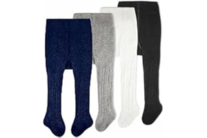 CozyWay Baby & Toddler Tights - Baby Girl and Boy Leggins Cable Knit Comfy Cotton Infant Multicolor - 4 Pack