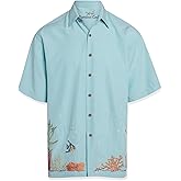 Bamboo Cay Men's Coral Harmony Embroidered Casual Button Down Shirt