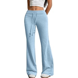 Flared Leggings for Women Drawstring Elastic Waist Wide Leg Yoga Trousers Casual Baggy Soft Sweatpants Y2K Pants
