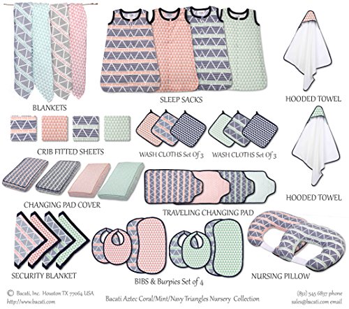 Bacati Tribal/Aztec 100% Cotton Muslin Sleeping Bag Wearable Blanket (Medium (26 to 30 inches from 16 to 24 lbs), Navy Bucks)