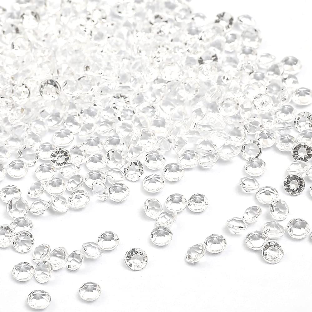 Duories 1000pcs 4mm Acrylic Decorative Diamond Crystals Glitter Confetti Table Decoration Sparkling Crystals Confetti Diamonds for DIY Wedding Christening Engagement Valentine's Day Transparent