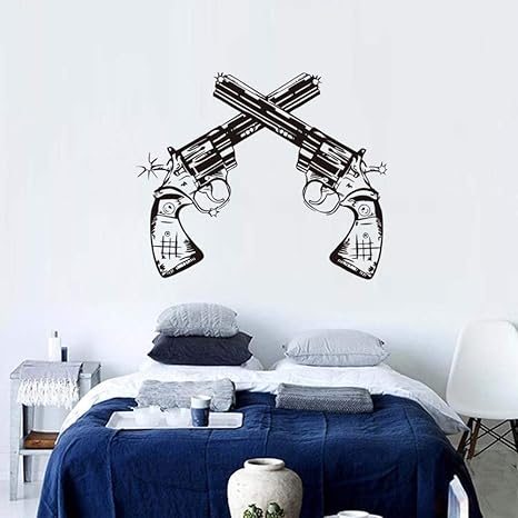 Pegatinas de Pared,Etiqueta de la pared simple Pistola de dos manos