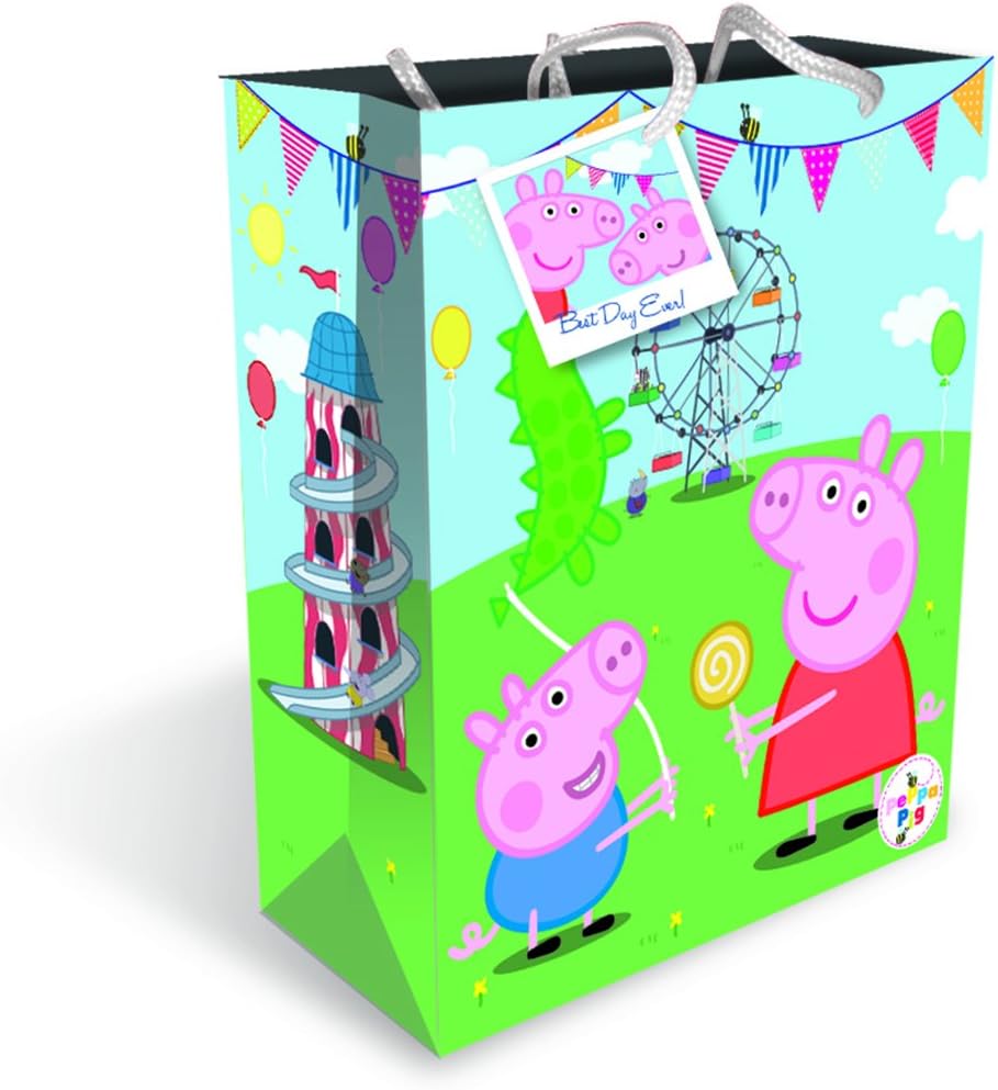 Peppa Pig - Bolsa de regalo (32 x 27 x 10 cm, tamaño grande ...