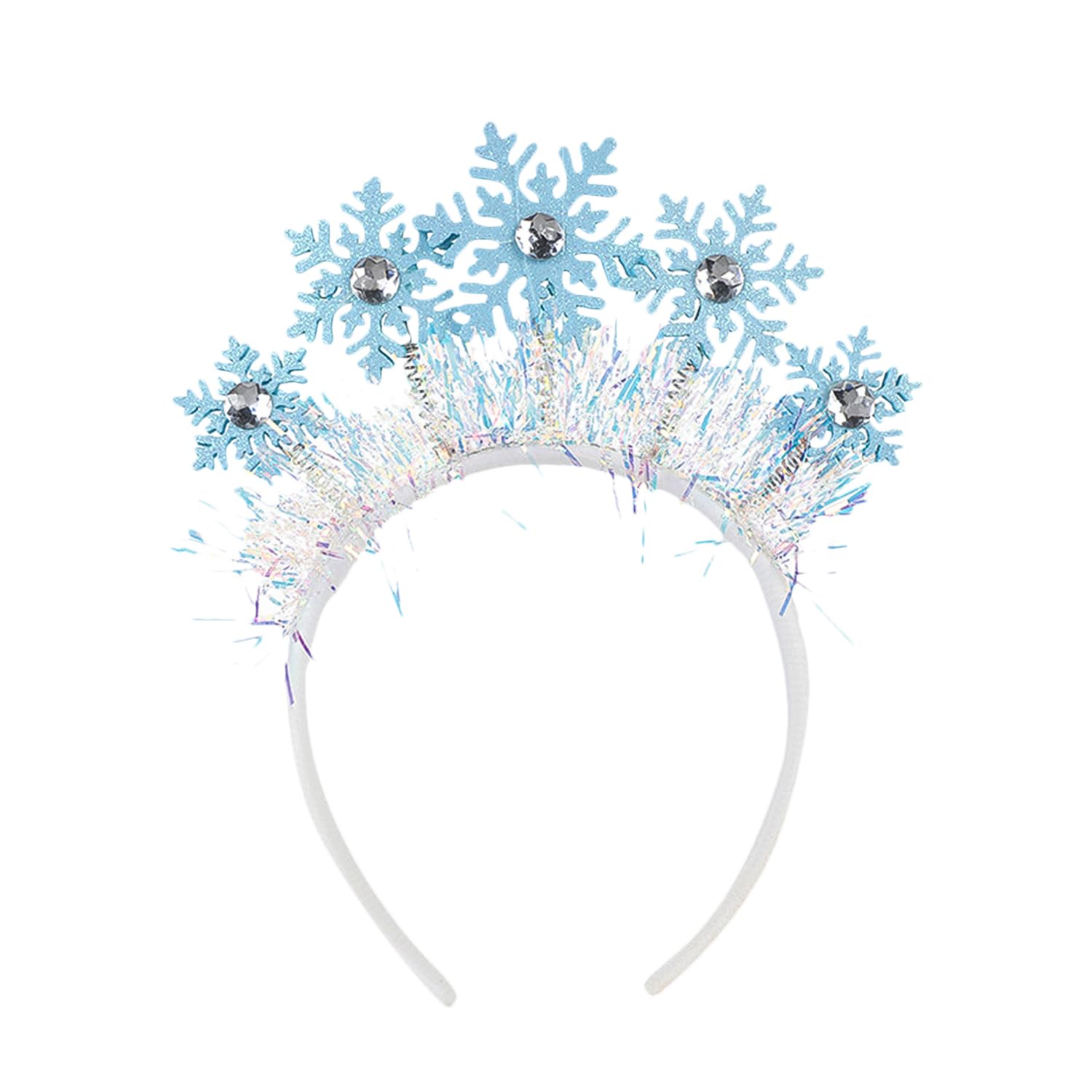 XNFUOE Christmas Snowflake Headband Glitter Tinsel Headbands Sparkling Christmas Hair Hoop for Women Costume (blue)