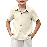 Arshiner Boys Casual Short Sleeve Button Down Shirt Fashion Textured Summer Beach Shirt 3-13 Years Old