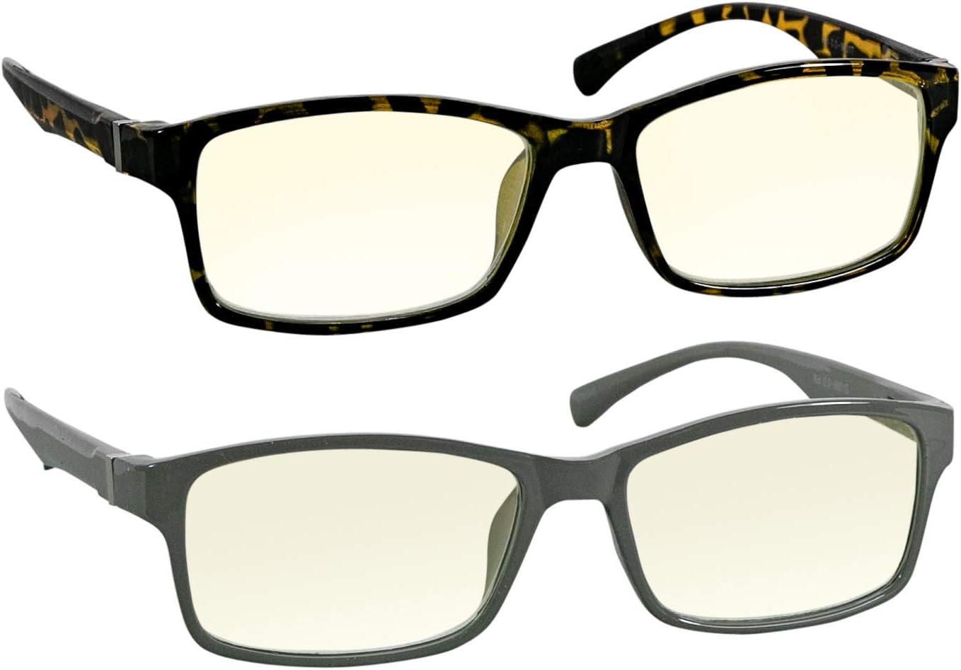 Computer Reading Glasses 0.0 Gray and Tortoise for Men and Women Stylish Look and Crystal Clear Vision When You Need It! Comfort Spring Arms & Dura-Tight Screws