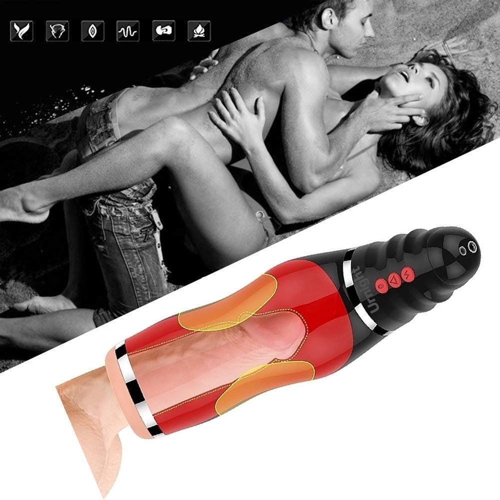 Urnight Masturbatoren Saugen Maschine Masturbation Cup mit Blowjob Stimme und 10 Frequenz 5 Geschwindigkeit Sexspielzeug Gay männer, Schwarz