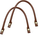 BokWin Purse Handles Replacement - 2 Pack 0.59 Inch Wide 15.7 Inch Length PU Leather Purses Straps in Earth Brown for Handbag Handles & DIY Bag Accessories with Secure Buttons