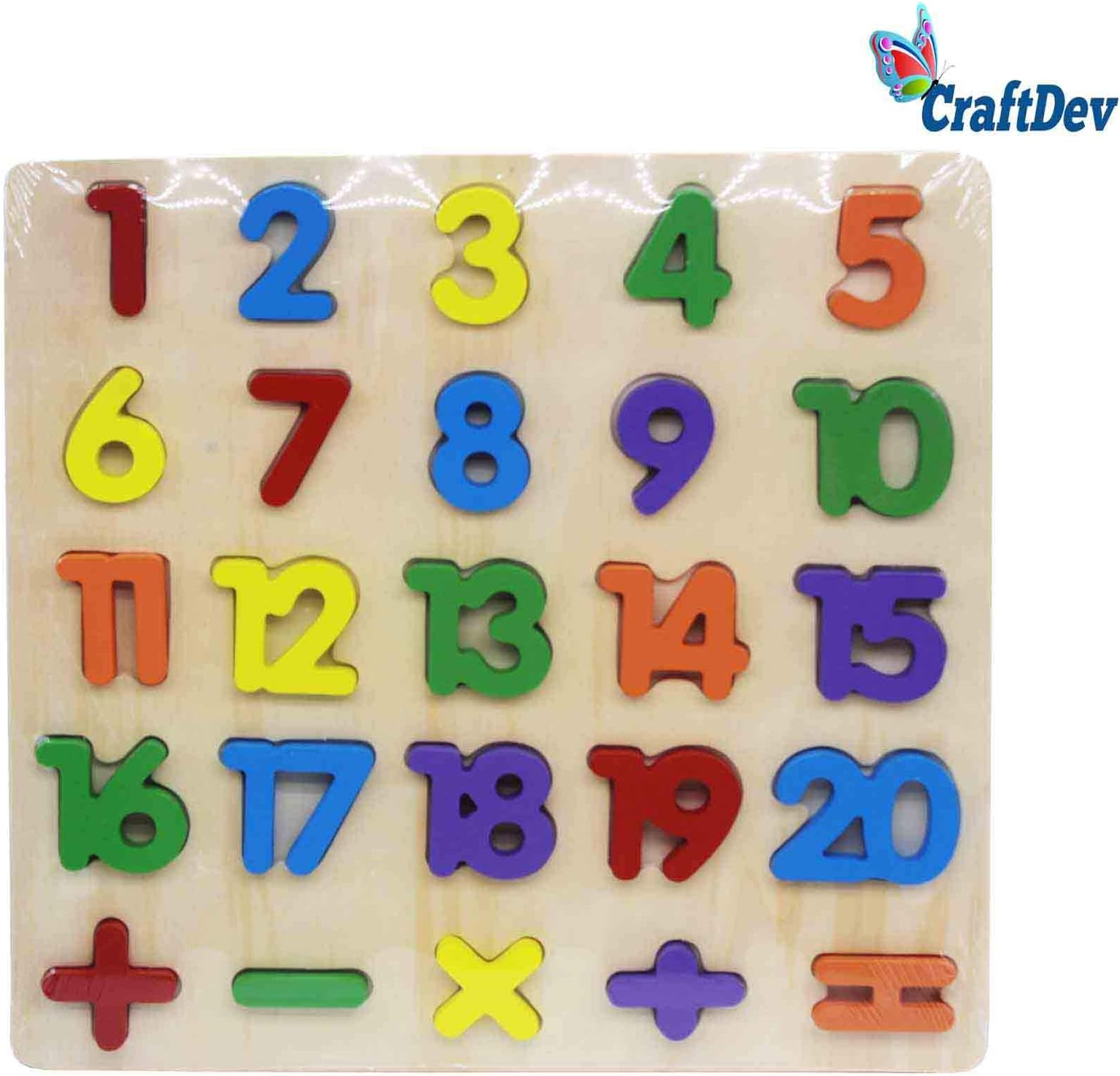 CraftDev Wooden Educational Numbers Jigsaw Puzzle Kids Toy (Number 1 to 20)