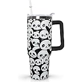 40 oz Panda Tumbler With Lid and Straw, Stainless Steel Cup Coffee Travel Mug, Gifts for Girls, Panda Stuff Decor Accessories